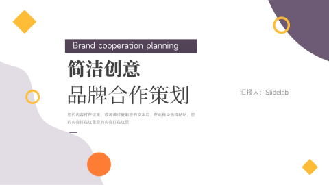 简洁创意品牌合作策划PPT