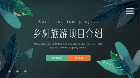 绿色暗调乡村旅游项目介绍PPT