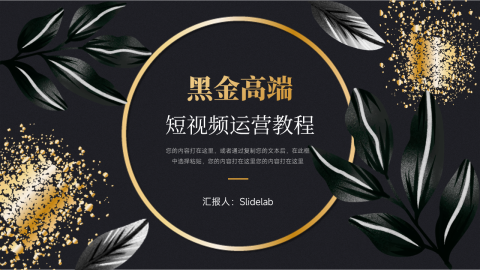 黑金文艺高端短视频运营教程PPT