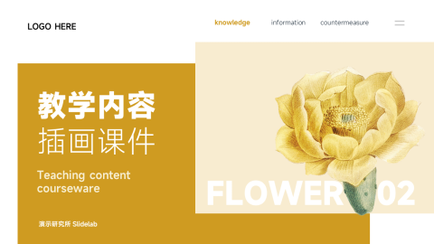 黄色简洁教学内容插画课件PPT