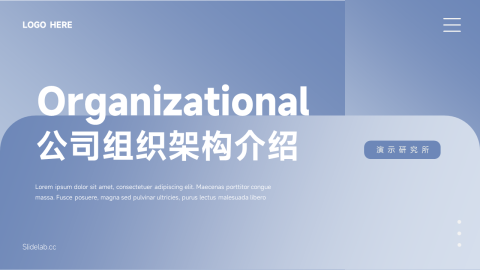 蓝色简洁公司组织架构介绍PPT