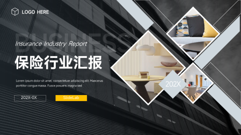 个性图文保险行业汇报PPT模板