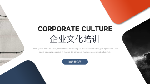 红蓝双色商务企业文化培训PPT模板