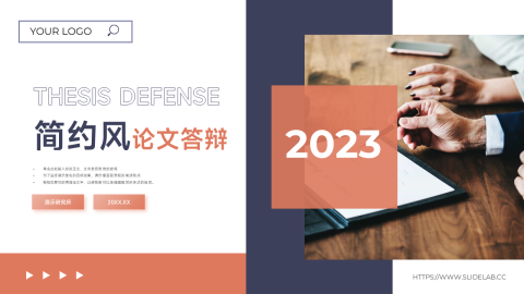 红蓝双色多图简约风论文答辩PPT