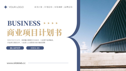 蓝金图文实用商业项目计划书PPT模板