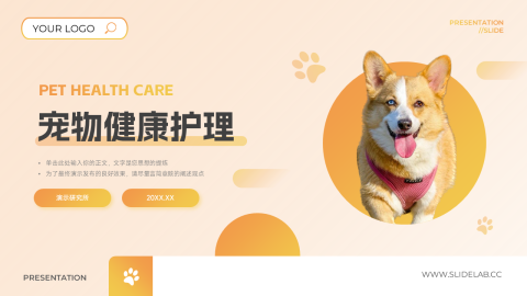 渐变个性大气宠物健康护理PPT模板