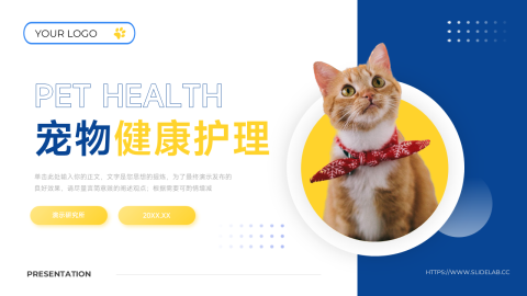 剪影简约大气宠物健康护理PPT模板