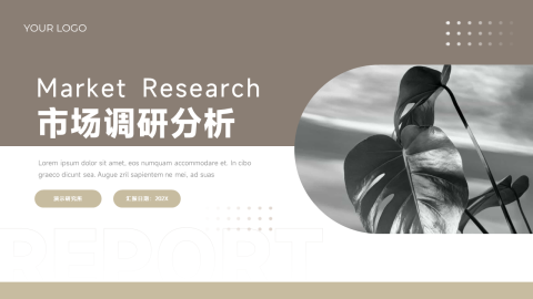 褐色简洁市场调研分析PPT模板