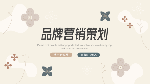 极简花纹品牌营销策划PPT模板