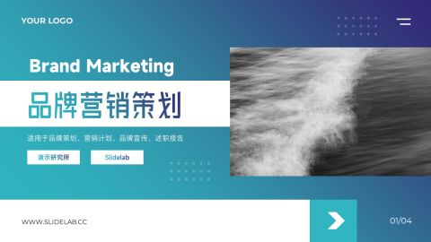 蓝色渐变实用欧美品牌营销策划PPT