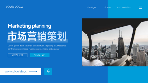 蓝色稳重欧美大气市场营销策划PPT