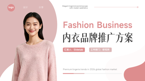粉色高级内衣品牌推广方案PPT模板