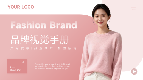 粉色简约时尚品牌视觉PPT模板