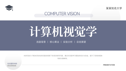 灰蓝简约科技风计算机视觉答辩PPT模板