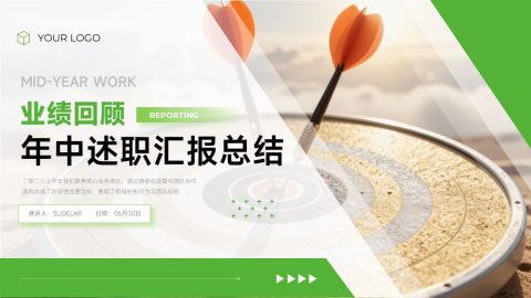 绿色清新目标业绩年中述职汇报PPT模板