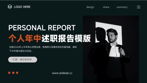 暗黑商务时尚个人述职报告PPT模板