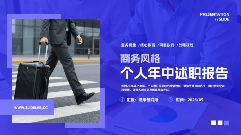 蓝色现代商务述职汇报PPT模板