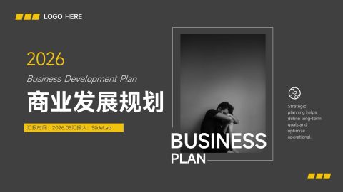 黑黄撞色商务发展规划PPT模板