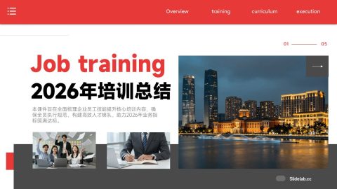 红灰现代商务培训总结汇报PPT模板