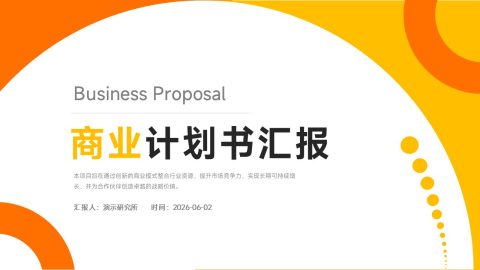 橙黄色活力商务计划书汇报PPT模板