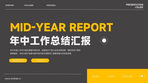 深灰亮黄简约商务工作汇报PPT模板