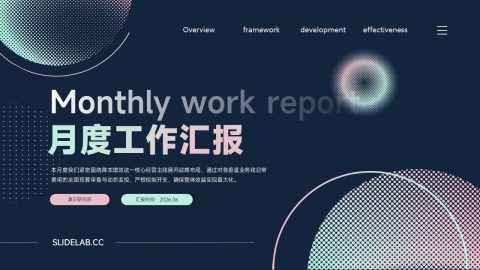 深蓝未来感科技月度工作汇报PPT模板