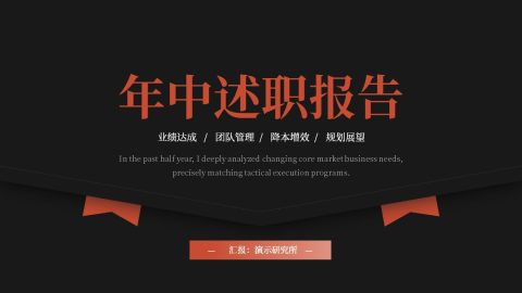 黑红对比极简高级商务风年中述职报告PPT模板
