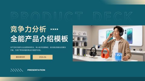 青绿色商务科技竞争力分析产品介绍PPT模板