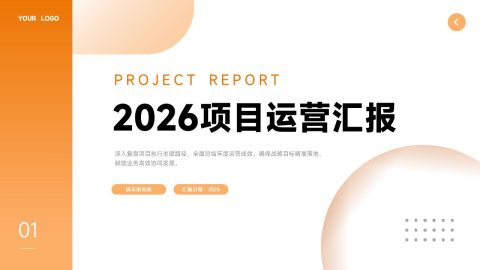 橙白极简商务项目运营汇报PPT模板