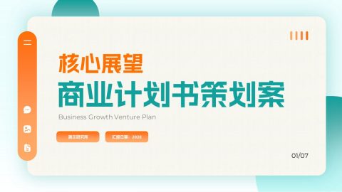 青橙清新卡片风商业计划书策划案PPT模板