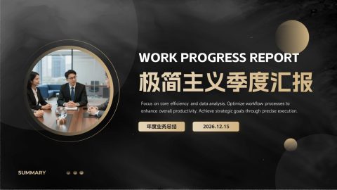 黑金极简高级商务季度汇报PPT模板