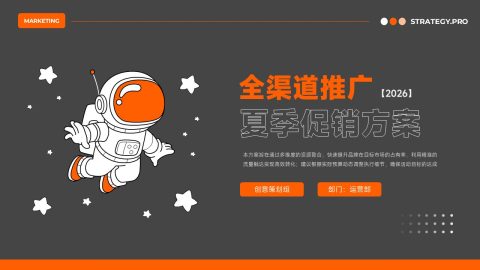 橙黑潮流创意营销策划方案PPT模板