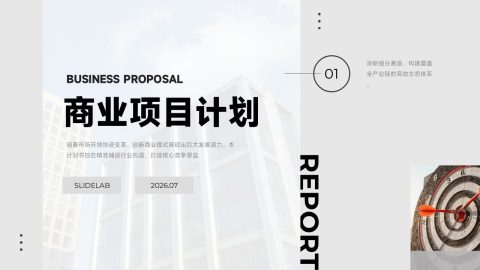 黑白极简商务风企业项目报告展示用途PPT模板