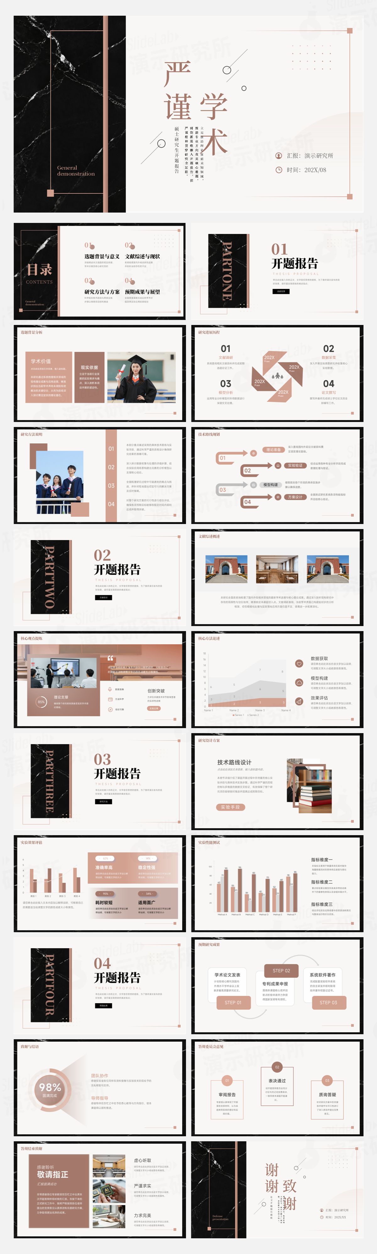 黑金极简高级风硕士论文开题答辩PPT模板