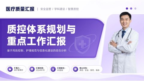 紫色医疗简约风质量管理汇报PPT模板
