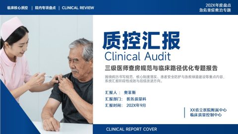 蓝色医疗商务风临床质控汇报PPT模板