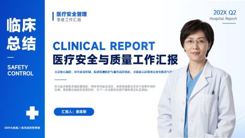 蓝色医疗商务风安全质量汇报PPT模板