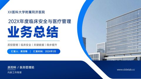 蓝色医疗商务风临床安全管理总结PPT模板