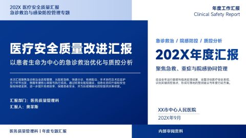 蓝色商务医疗风安全质量改进汇报PPT模板