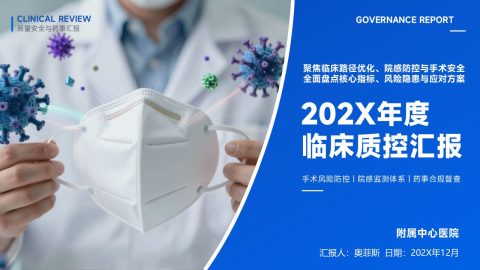 蓝色医疗商务风临床质控汇报PPT模板