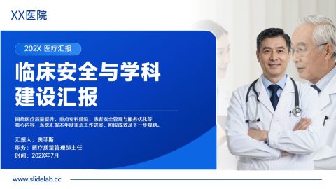 蓝色医疗商务风临床安全建设汇报PPT模板