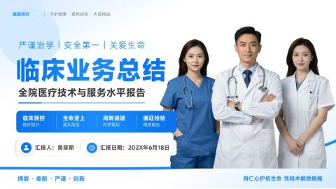 蓝色医疗商务风临床业务总结PPT模板