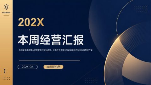 深蓝鎏金高端商务本周经营汇报PPT模板