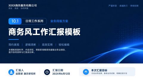 深蓝科技商务风业务周报工作汇报PPT模板