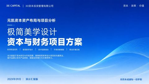 科技蓝极简金融资本财务项目方案PPT模板