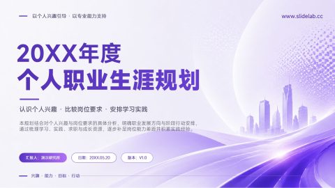 紫白渐变科技未来风个人职业生涯规划年度汇报PPT模板
