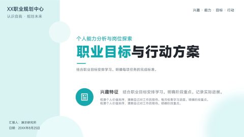 青绿色简约商务风职业规划分析展示PPT模板