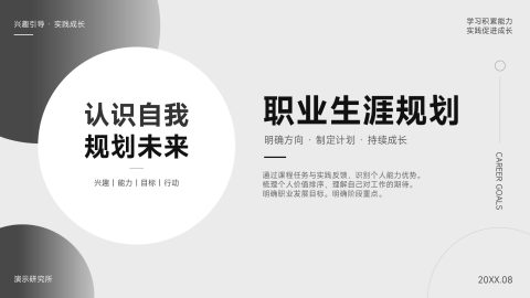 黑白极简高级风职业生涯规划方案展示PPT模板